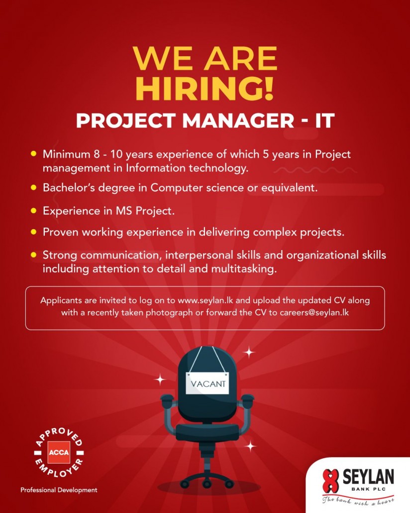 Project Manager It Job In Seylan Bank PLC Colombo Jobs In Sri 